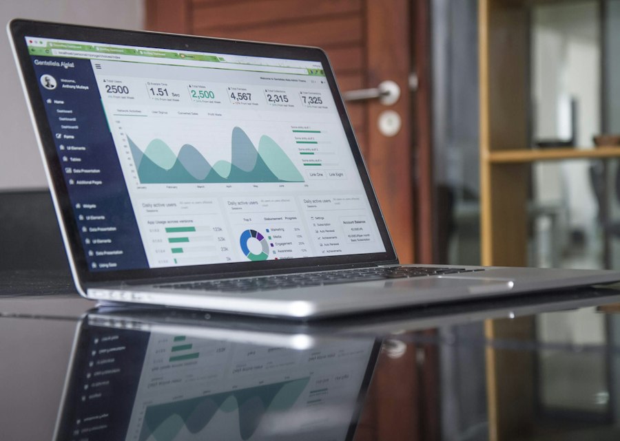 Growth charts on a laptop screen