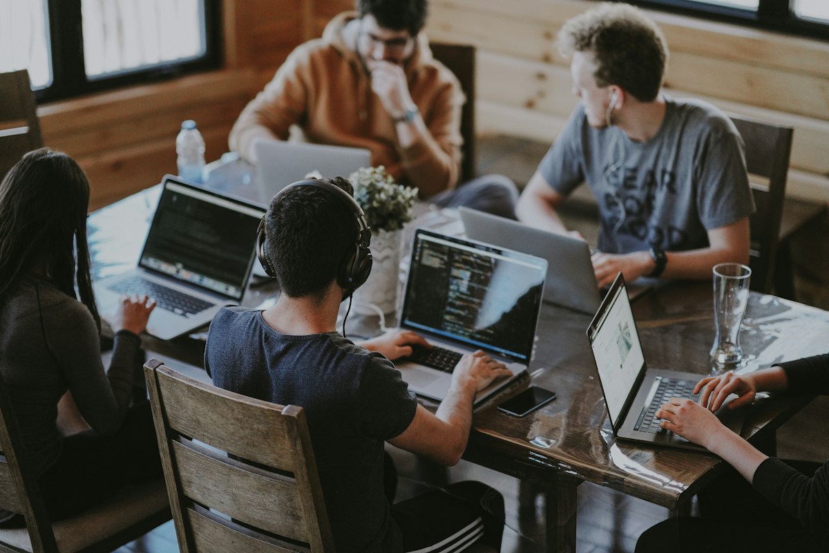 Business professionals working through a plan together